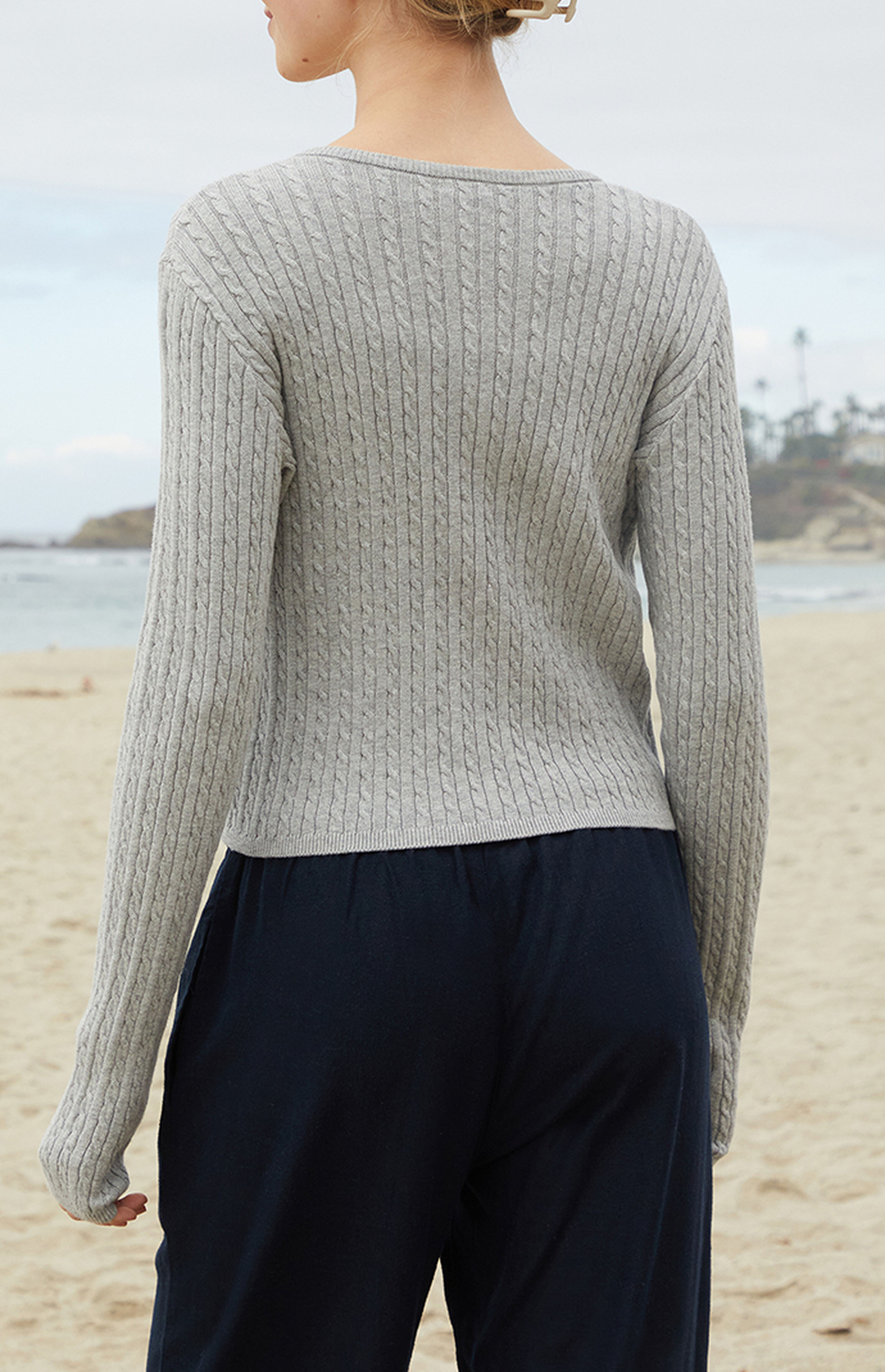 John Galt Gray Zoe Cable Knit Cardigan | PacSun
