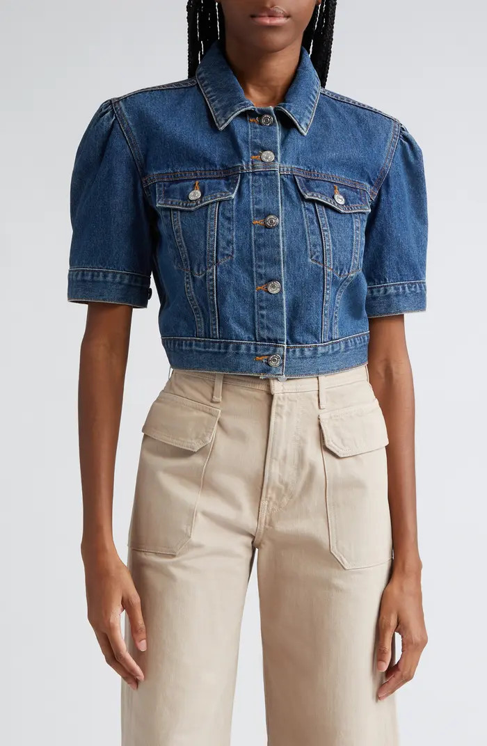 Raina Short Sleeve Crop Denim Jacket | Nordstrom