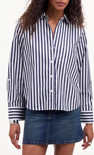 Madewell Stripe Easy Y-Neck Button-Up Shirt | Nordstromrack | Nordstrom Rack
