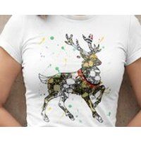 Watercolour Reindeer TShirt, Robot Christmas Shirt, Machine Rudolph Tee, Mechanical Reindeer Gift, C | Etsy (US)