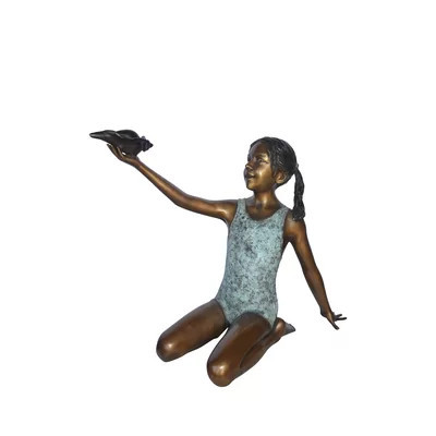 Bronze Sitting Girl Holding Shell Fountain | Wayfair North America