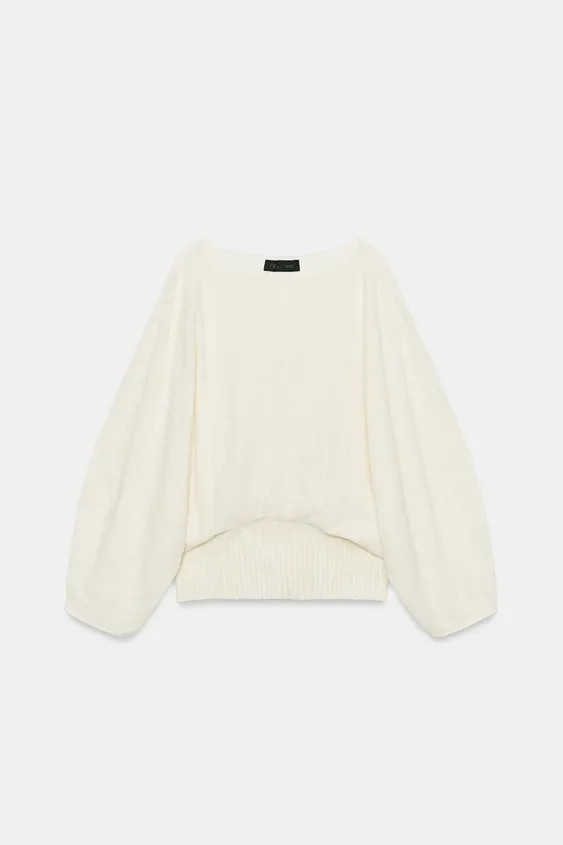 STRICKPULLOVER MIT VOLUMIN\u00d6SEN \u00c4RMELN | Zara DE