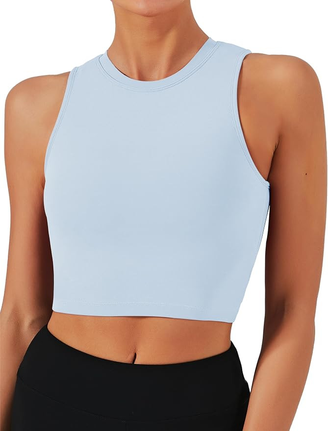 Natural Feelings Nudi Sports Bra for Women Removable Padded Yoga Tank Tops | High Neck, Full Cove... | Amazon (US)