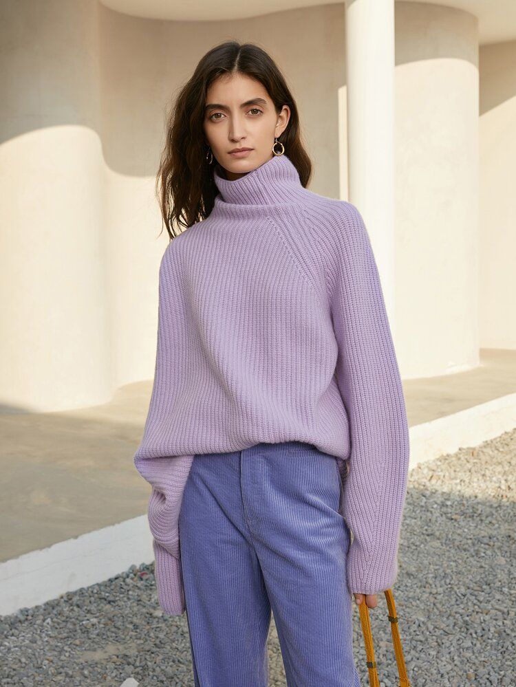 High Neck Raglan Sleeve Sweater | SHEIN