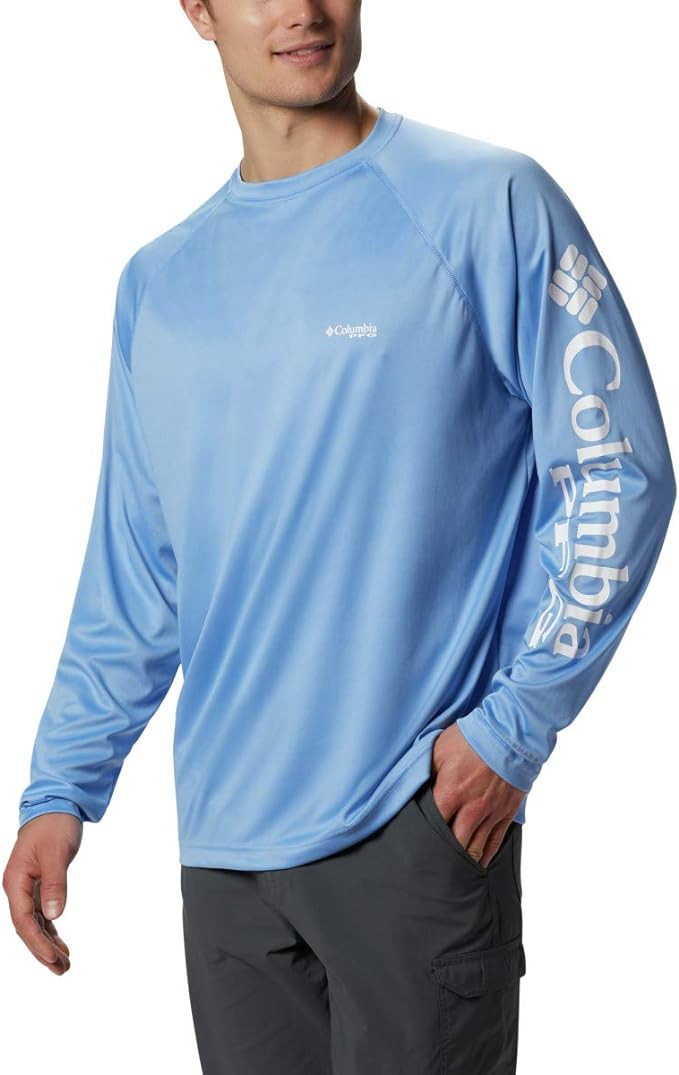 Columbia Men's Terminal Tackle Long Sleeve Shirt, White Cap/White Logo, Large | Amazon (US)