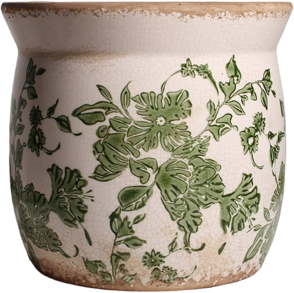 Crackled Glaze Pots for Plants, Indoor Plant Pots with Drainage Hole, Vintage Flower Pot for Home... | Amazon (US)