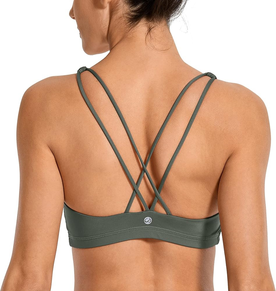 CRZ YOGA Women's Low Impact Strappy Sports Bra - Low Cut Wirefree Padded Yoga Bra Criss Cross Bac... | Amazon (US)