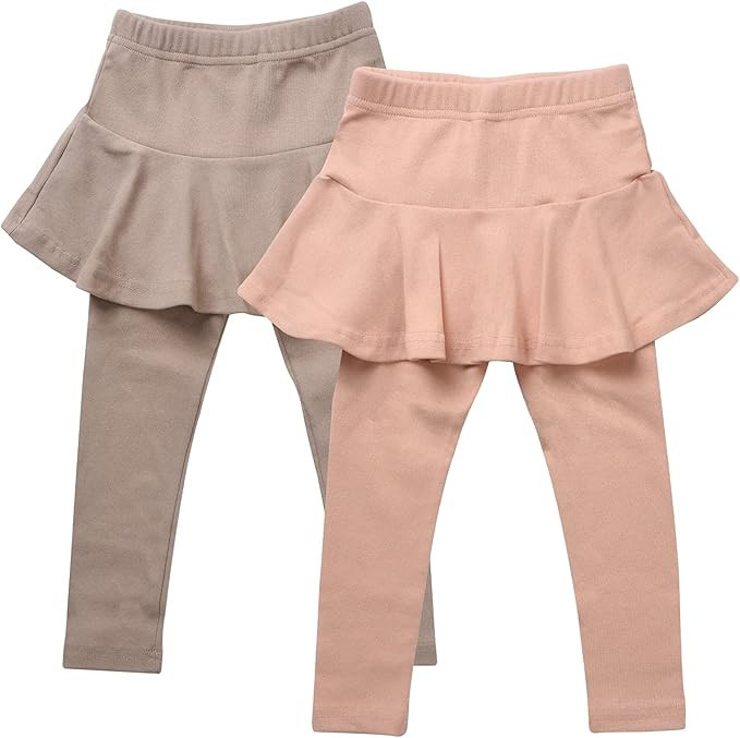 CHATTER CARROT Toddler Casual Skirt Leggings - Cotton Ruffle Skirt Pants for Kids & Little Girls ... | Amazon (US)