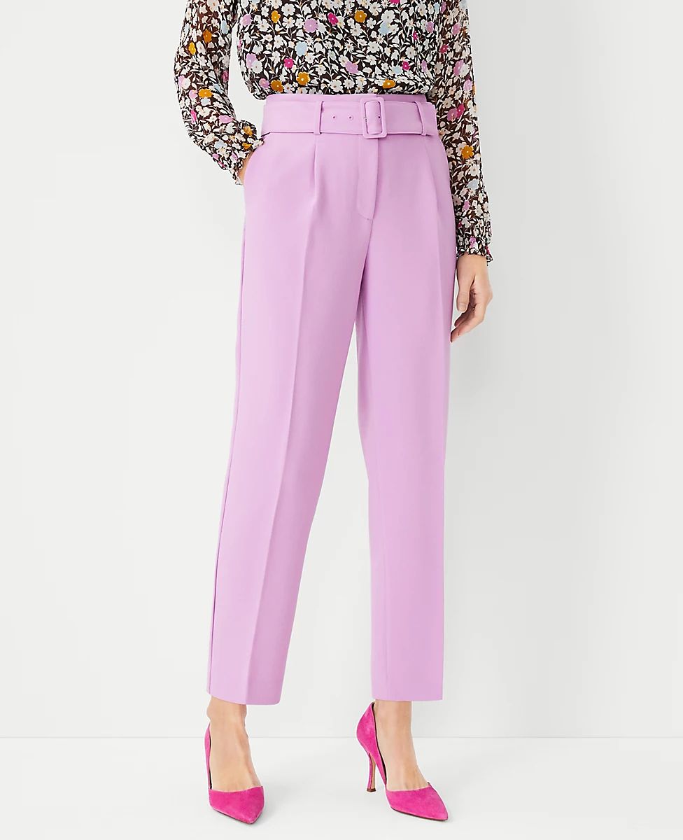 The Petite Belted High Waist Taper Pant | Ann Taylor (US)
