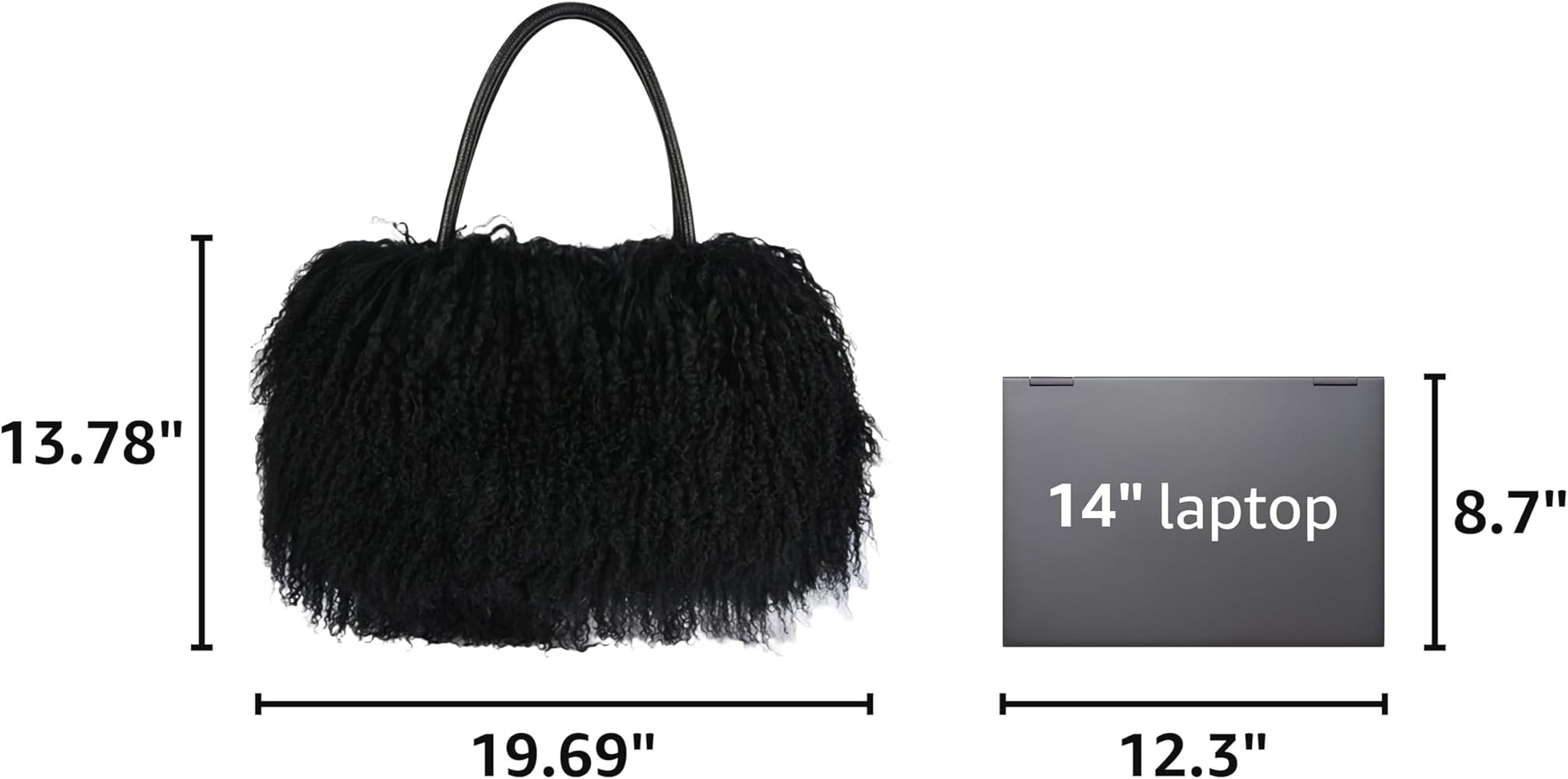 FINILUO Women Luxury Real Lamb Mongolian Flush Wool Fur With Genuine Leather Handles Handbag | Amazon (US)