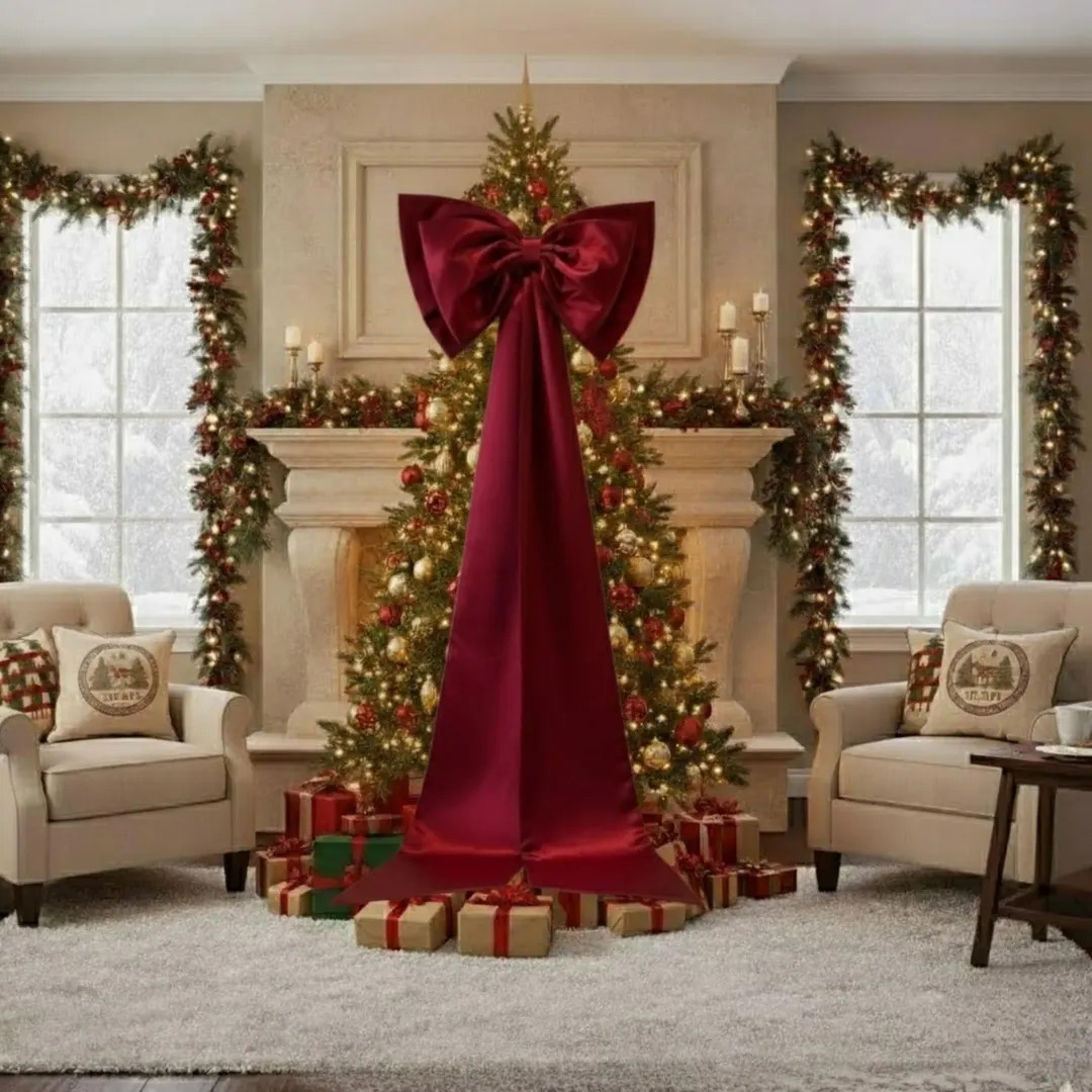 Oversized Christmas Tree Bow - Red Velvet • Elegant Satin Holiday Decor • Christmas Decoratio... | Etsy (US)