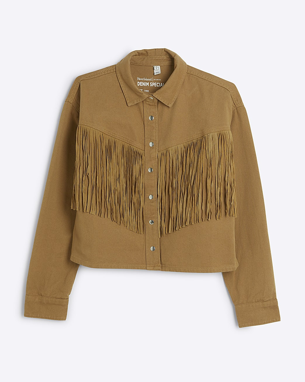 Beige denim tassel western shirt | River Island UK & IE