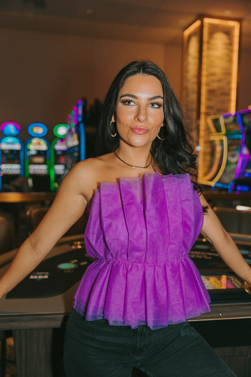 BuddyLove | Giselle Pleated Strapless Top | Iris | BuddyLove