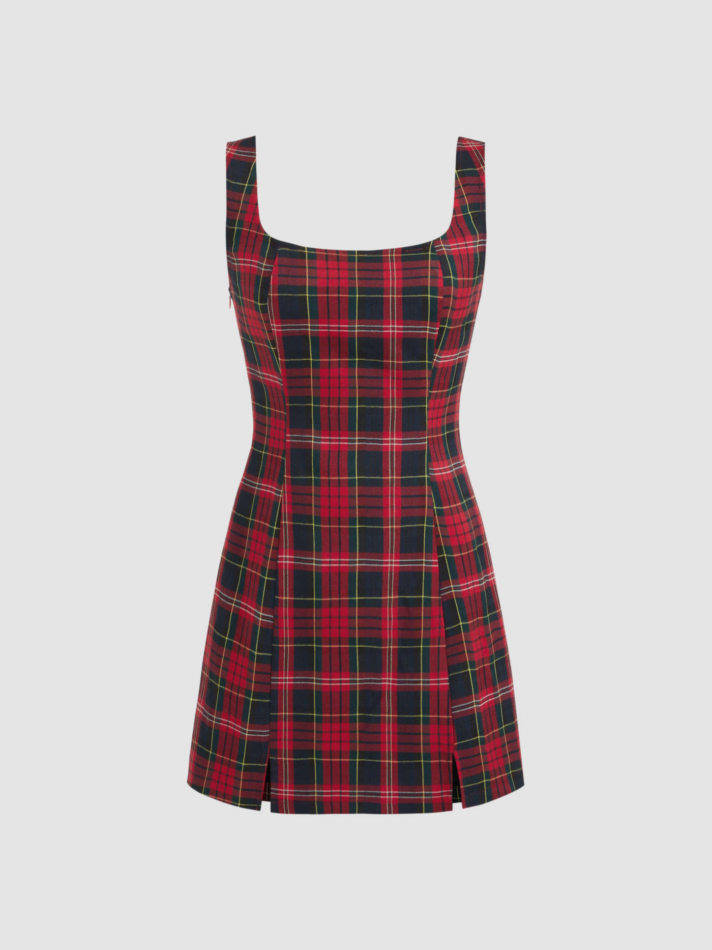 Scoop Neckline Checks Zipper Mini Dress | Cider