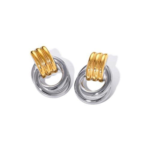 Gold chunky Earrings for Women Trendy two-tone Knot Earrings Statement Drop Dangle Earrings Hypoallergenic Jewelry Gifts | Amazon (US)