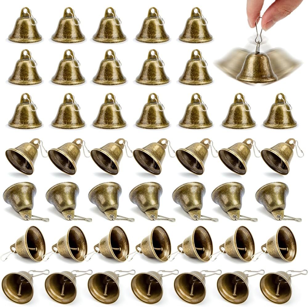 Amazon.com: 45PCS Craft Bells, Bronze Jingle Bells Small Brass Bells Vintage Bells with Spring Ho... | Amazon (US)