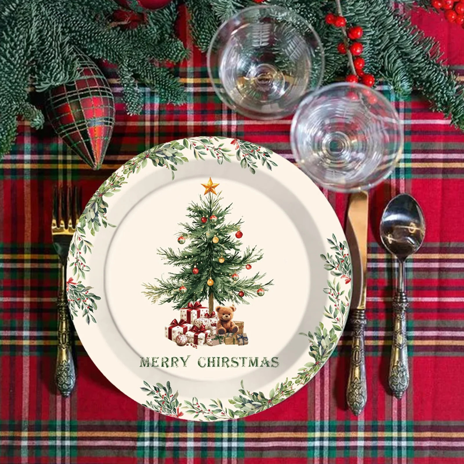 Lunxisen 64 pcs Christmas Paper Plates Disposable Party Plates, for Christmas Dinner & Dessert(9i... | Walmart (US)