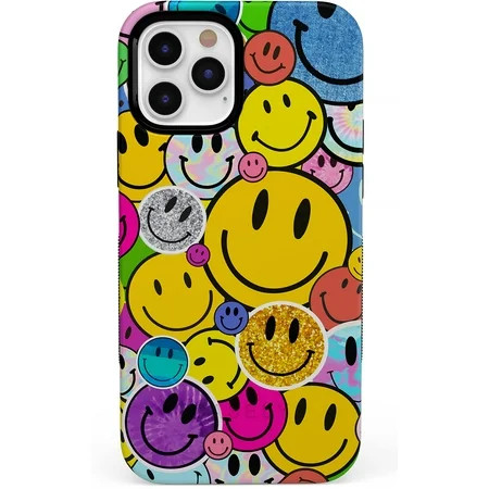 Casely iPhone 12/12 Pro Phone Case | Compatible with MagSafe | All Smiles | Smiley Face Sticker Case | Walmart (US)