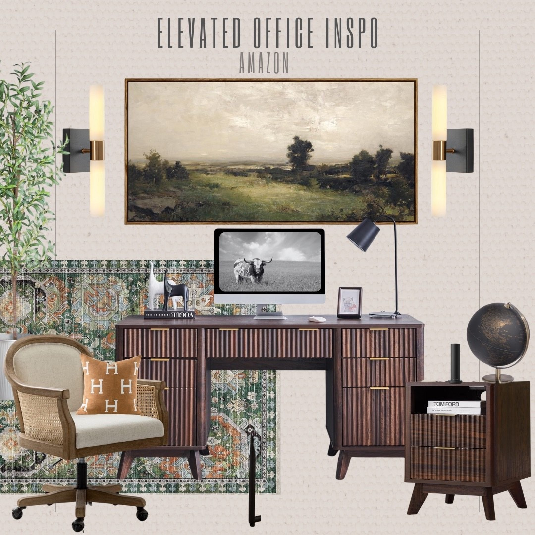 Obsessed with this elevated office space! It’s all from Amazon! 

Elevated office space Elevated office space Work space Work from home Office Elevated space Dark wood Light fixture Audrie Dollins 

#LTKHome #LTKWorkwear #LTKSeasonal