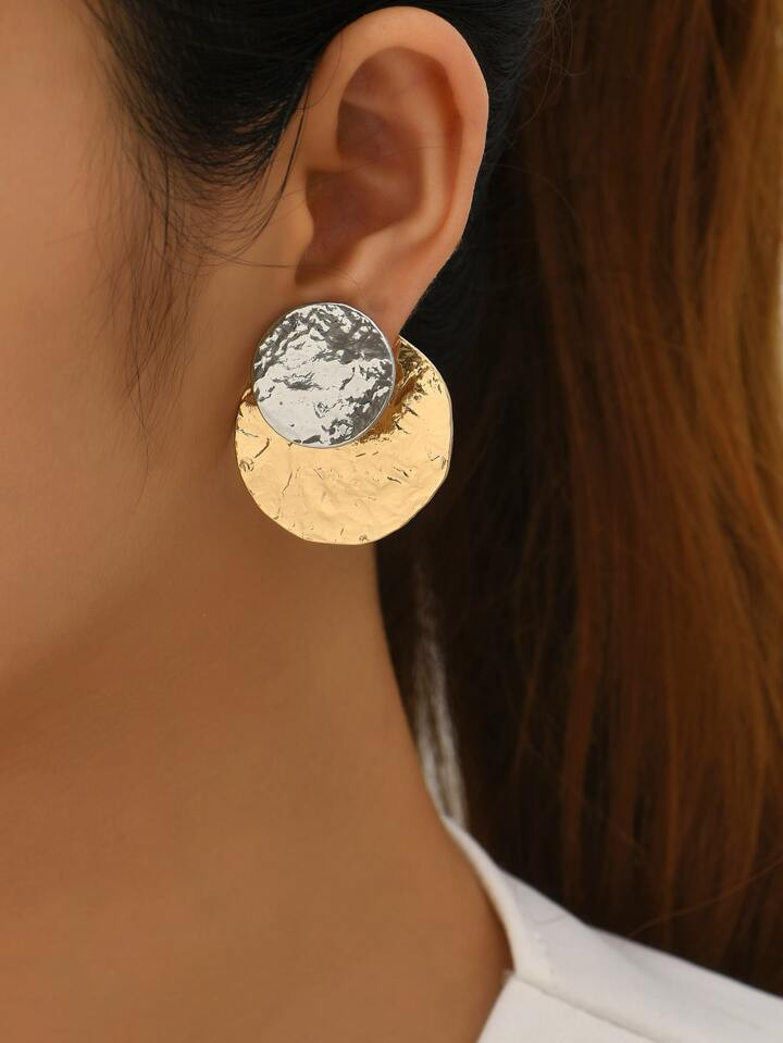 Two Tone Round Design Earring Jackets | SHEIN | SHEIN