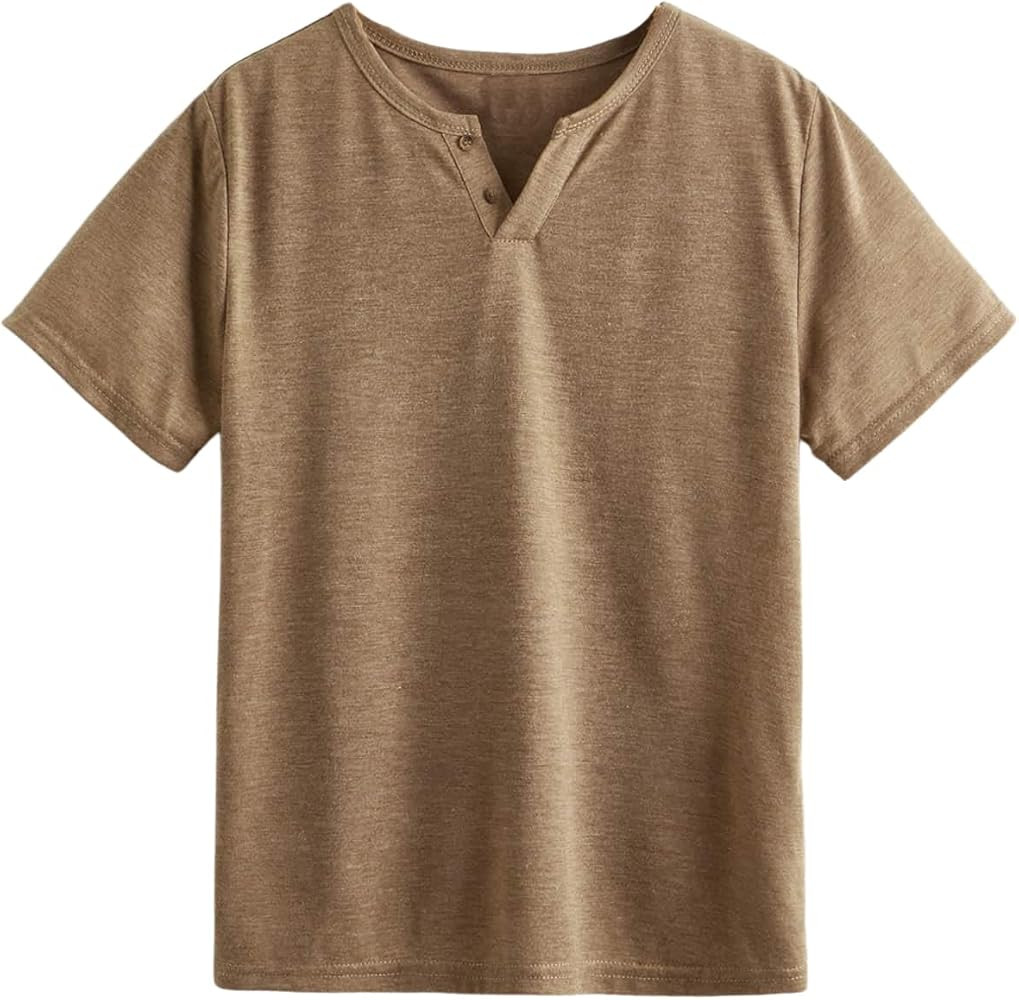 Milumia Boy's Casual Henley Shirt Short Sleeve Solid T-Shirt | Amazon (US)