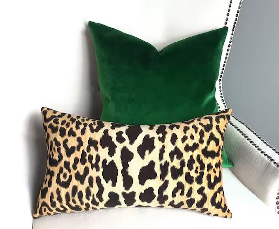 Velvet Pillow Covers, Throw Pillows, Leopard Pillow cover, Pillow case, Gold Black Pillow, LUMBAR | Etsy (US)