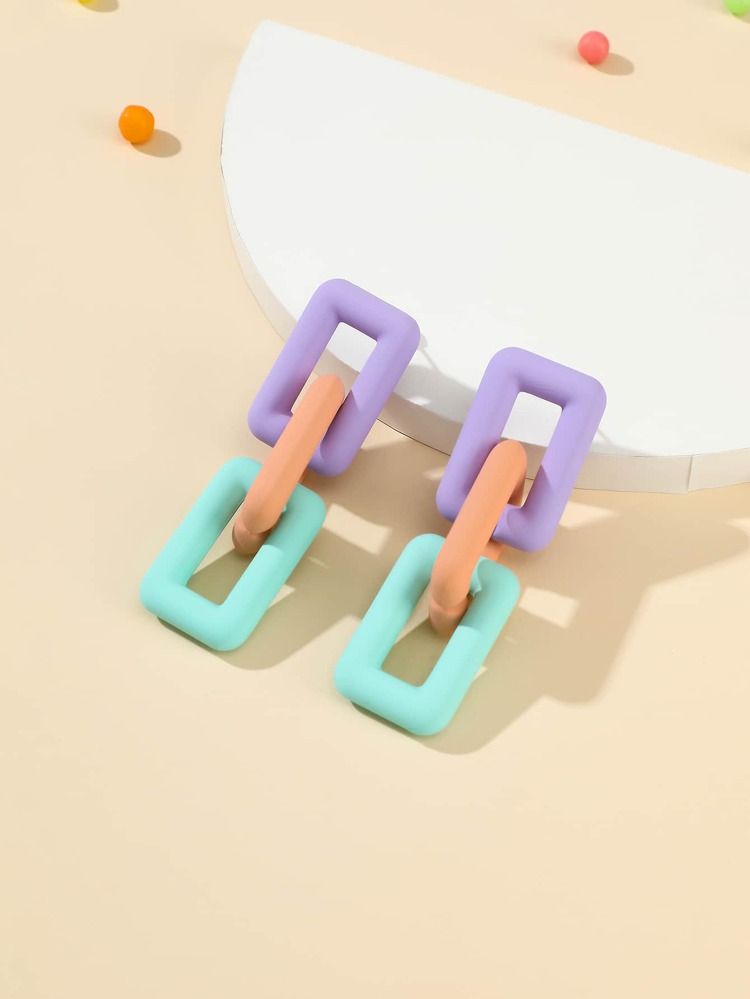 Color Block Geo Design Earrings | SHEIN