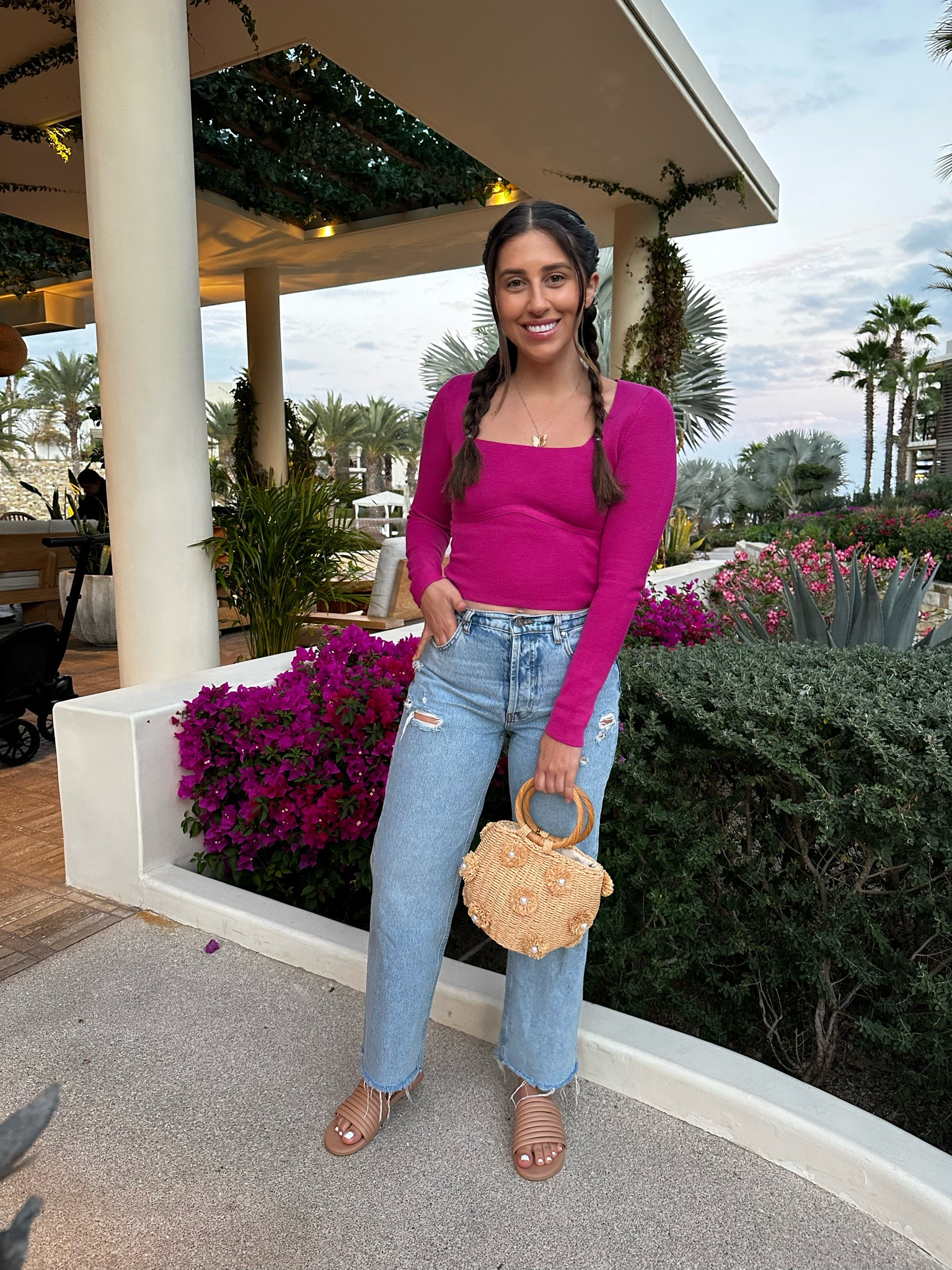 Wore this to dinner in Cabo! Was perfect to throw on after the beach. Bag is sold out but linked similar!

Top: small
Jeans: 27

#dressupbuttercup
Dressupbuttercup.com 

#LTKtravel #LTKstyletip