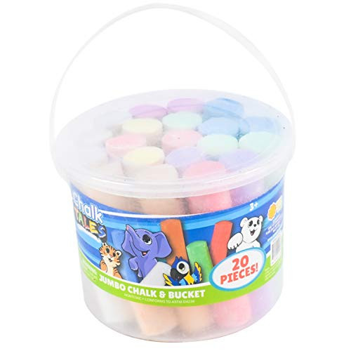 Sunny Days Entertainment Sidewalk Chalk Set for Kids with Storage, Washable, Jumbo Colored Chalk for Outdoor Play and Chalkboard Art - Ages 3+ (20 Pieces, Multicolor) | Amazon (US)