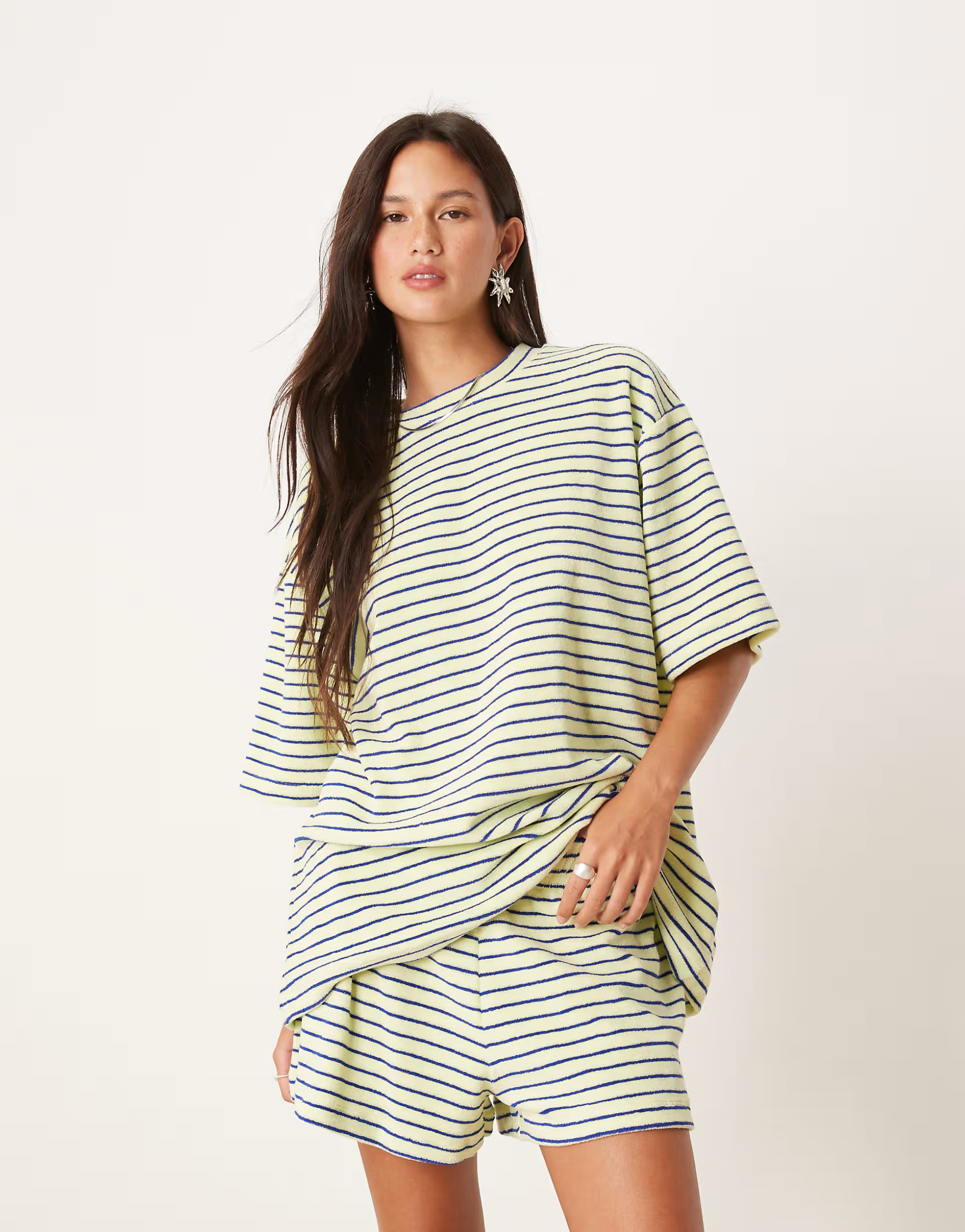 ASOS DESIGN towelling boxer short co-ord in yellow stripe | ASOS | ASOS (Global)