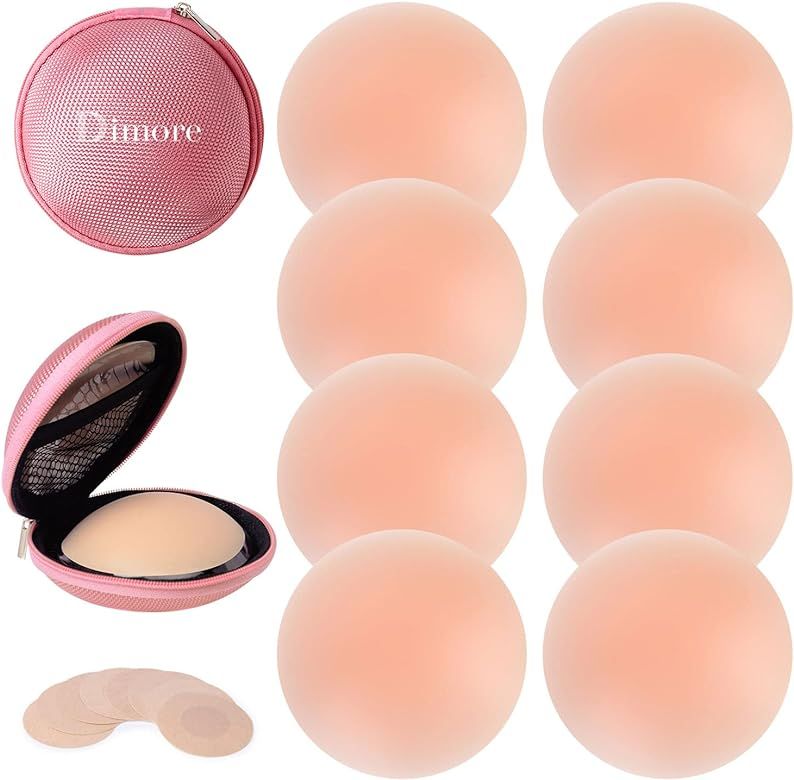 Dimore 4 Pairs Nipple Covers Pasties for Women Reusable Adhesive Breast Lift Nipple Covers | Amazon (US)