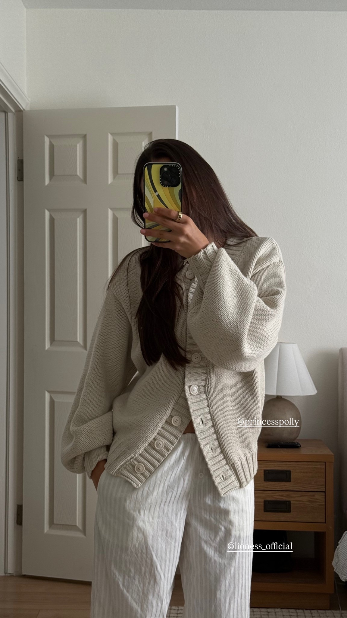 Wearing size US 2 in cardigan & size XS in pants 