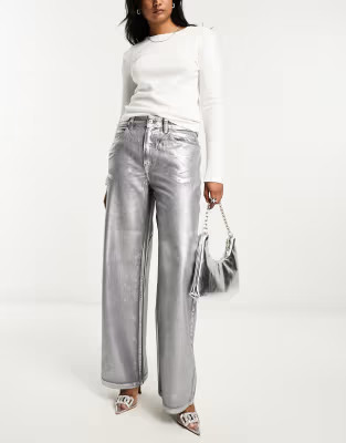 ASOS DESIGN dad jean in silver | ASOS (Global)