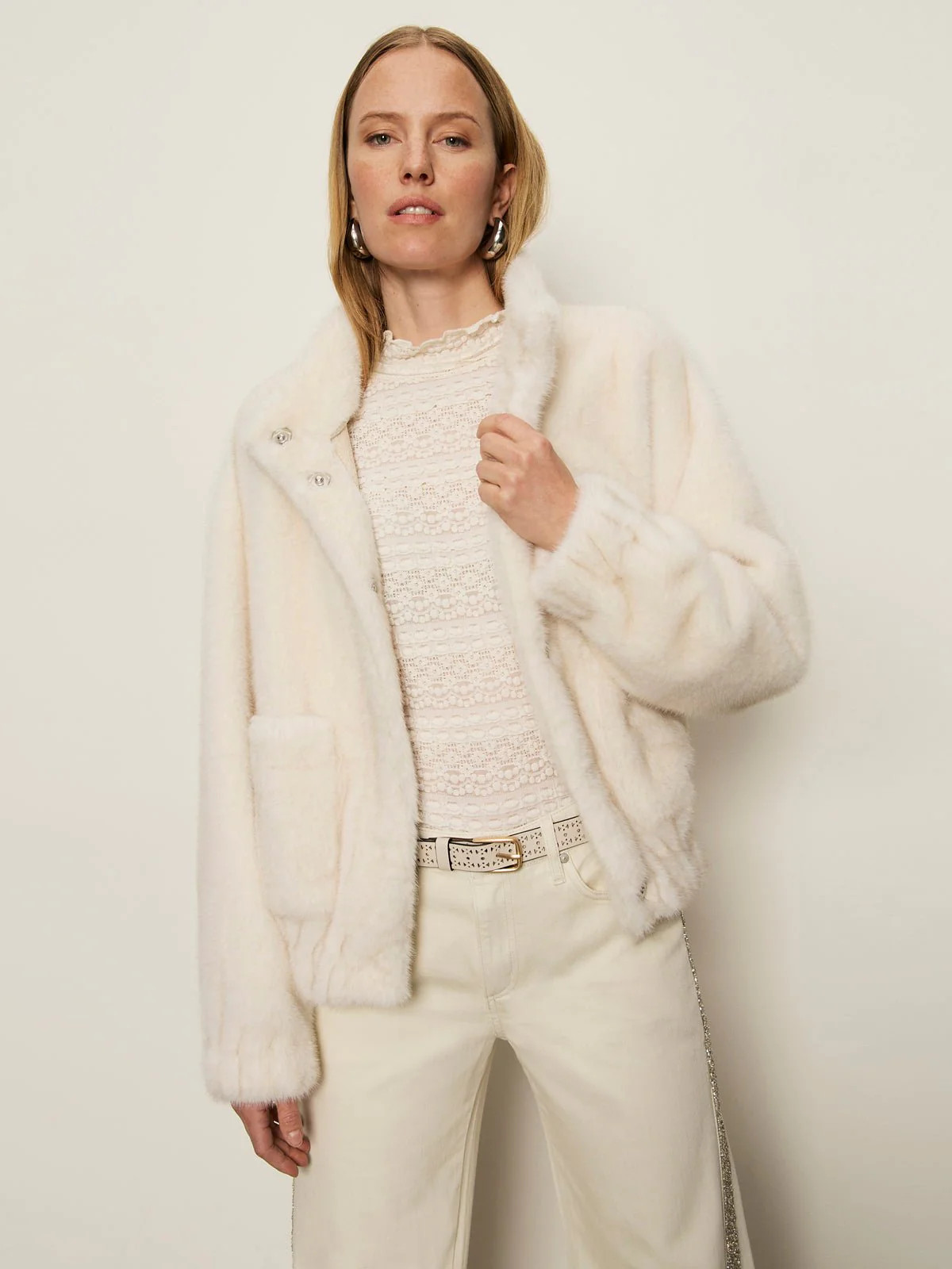 Coco Fur Jacket Almond Cream - Sanctuary Clothing | Sanctuary Clothing