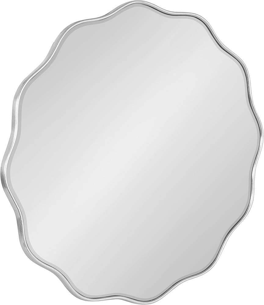 Kate and Laurel Viona Modern Scalloped Wall Mirror, 26 Inch Diameter, Silver, Decorative Round Wa... | Amazon (US)