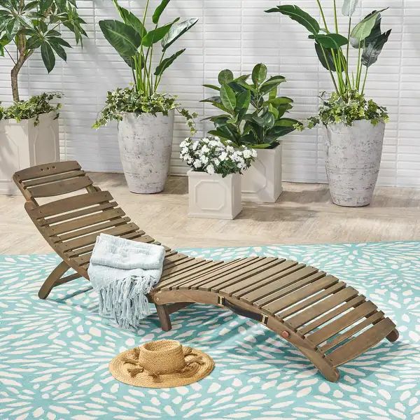 Lahaina Acacia Wood Outdoor Chaise Lounge by Christopher Knight Home | Bed Bath & Beyond