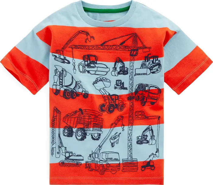 Kids' Stripe Construction Embroidered Cotton Graphic T-Shirt | Nordstrom