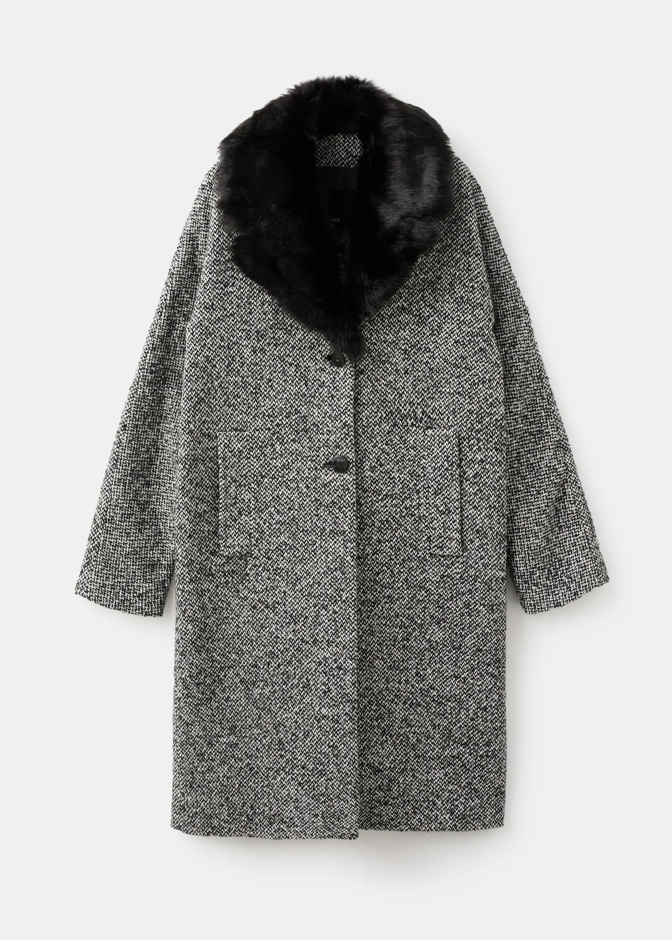 Mottled coat with fur collar | Mango (US/MX/AU)