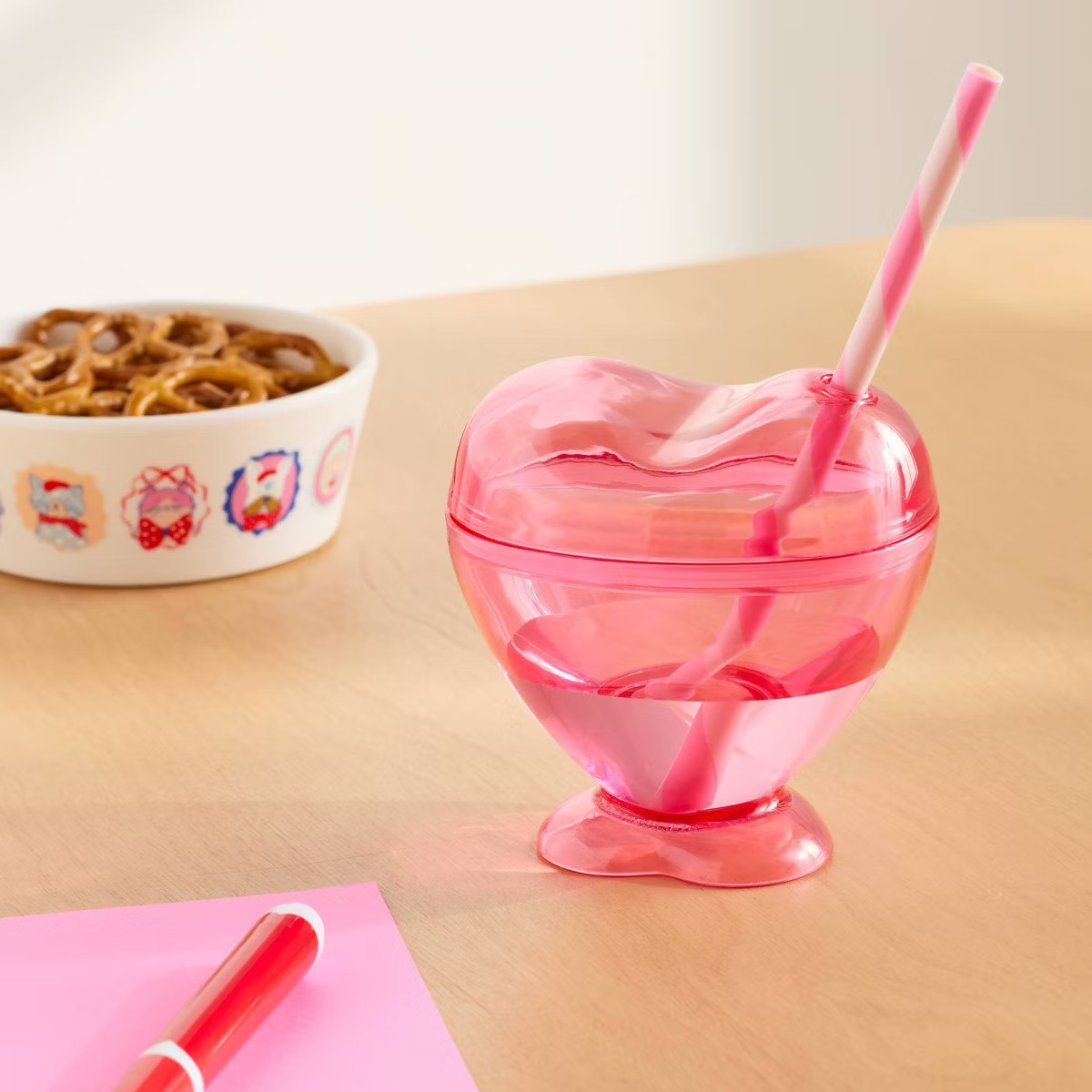 10 fl oz Figural Pink Heart Tumbler with Straw - Pillowfort™ | Target