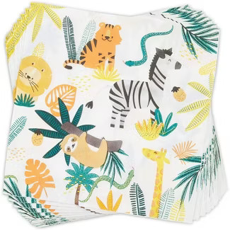 Blue Panda 144 Piece Jungle Safari Theme Birthday Party Decorations, Zoo Animal Dinnerware Plates... | Target