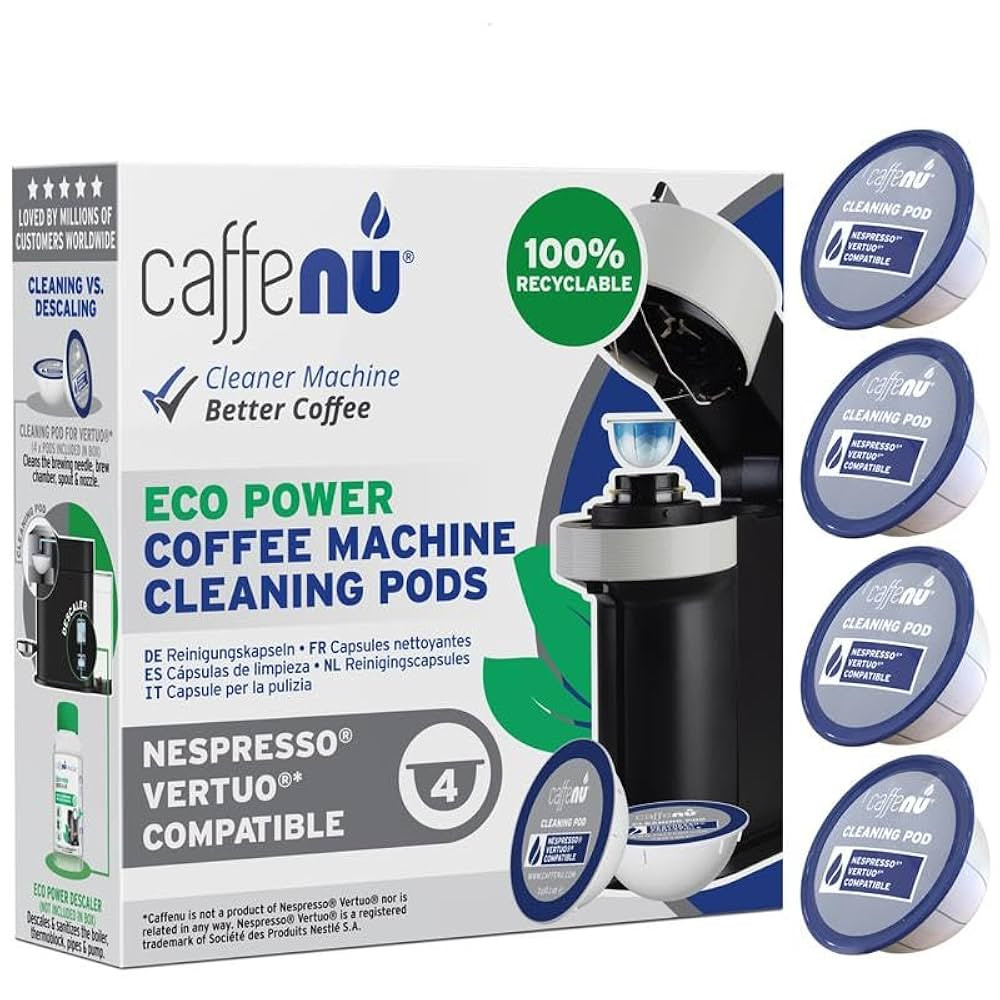Caffenu Cleaning Pods Compatible with Nespresso Vertuo. 4 Cleaner Capsules. For Improved Coffee F... | Amazon (US)