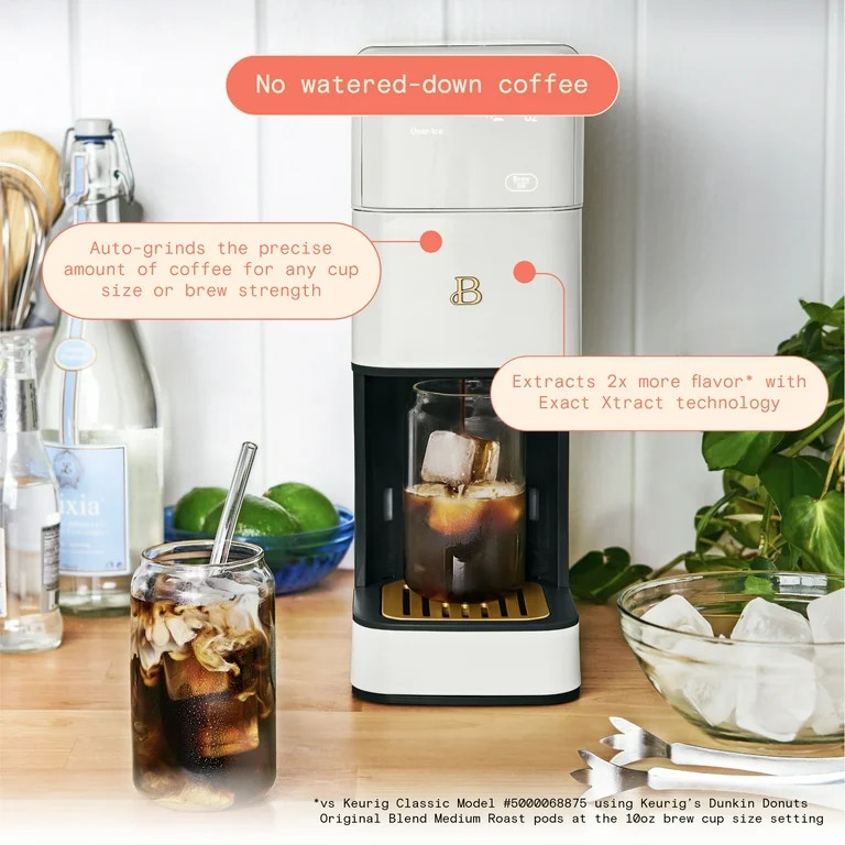 Beautiful Perfect Grind™ Programmable Single Serve Coffee Maker, White Icing by Drew Barrymore | Walmart (US)