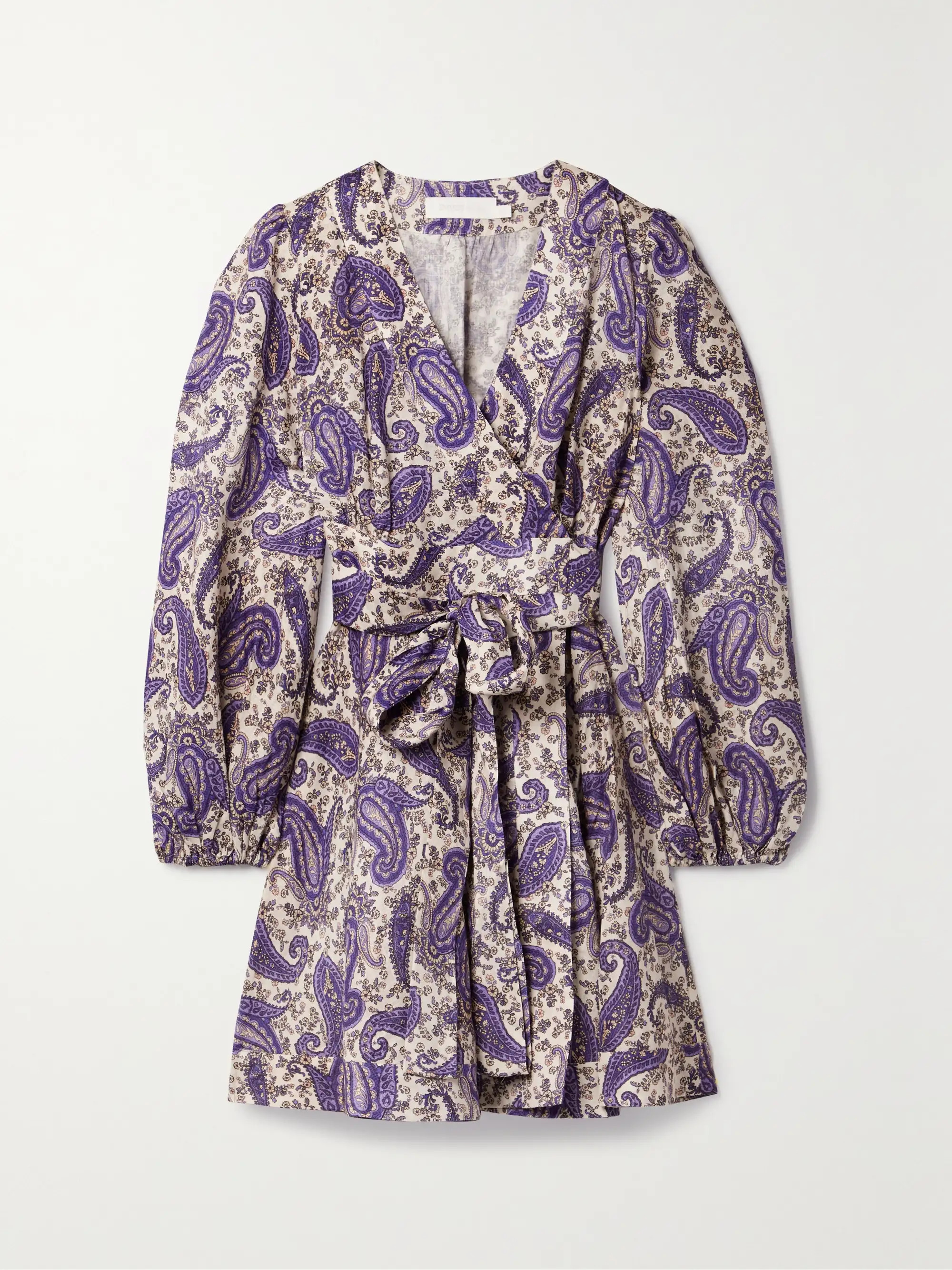 Devi paisley-print linen mini wrap dress | NET-A-PORTER (US)
