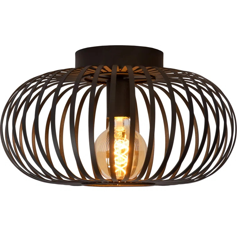 Offutt 1 - Light 15.5" Caged Geometric Flush Mount | Wayfair Professional