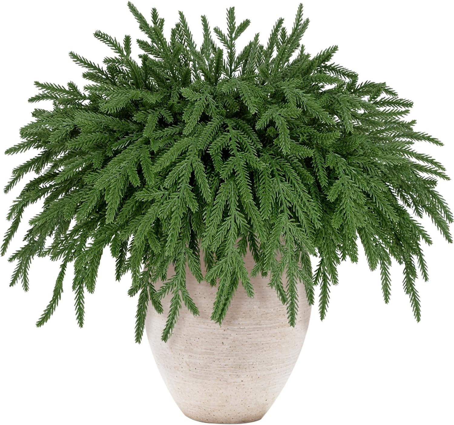 YooChenkin 12 Pcs Artificial Norfolk Pine Branches (18 Inch) - Real Touch Faux Greenery Stems for Christmas DIY Crafts, Wreath, Garland, Vase Fillers - Indoor/Outdoor Xmas Home Decor | Amazon (US)