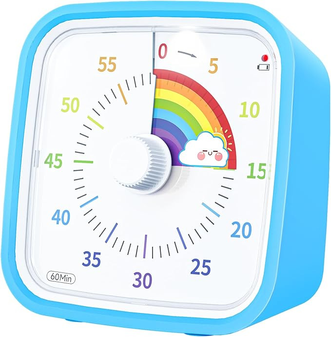 60 Minute Visual Timer with Protective Case, Rainbow Disk Timer for Kids and Adults, Silent Count... | Amazon (US)
