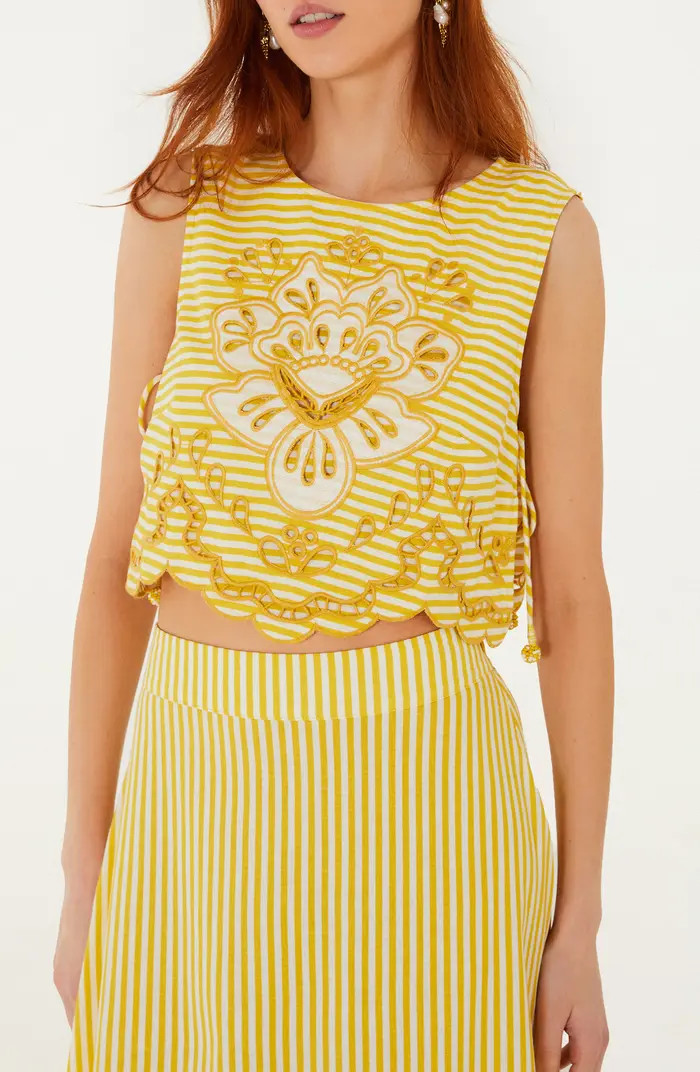 FARM Rio Richilieu Stripe Eyelet Tank | Nordstrom | Nordstrom