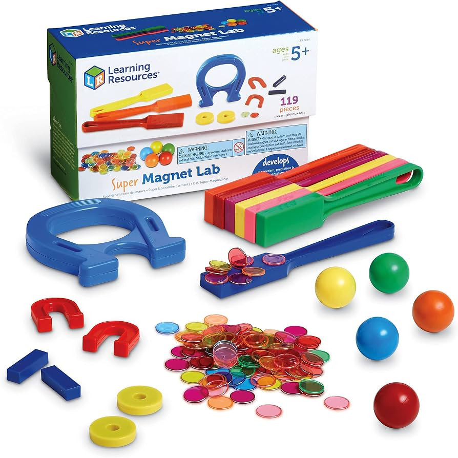 Learning Resources Super Magnet Lab Kit - 119 Pieces, Ages 5+, STEM ,Toys for Kindergartner, Scie... | Amazon (US)
