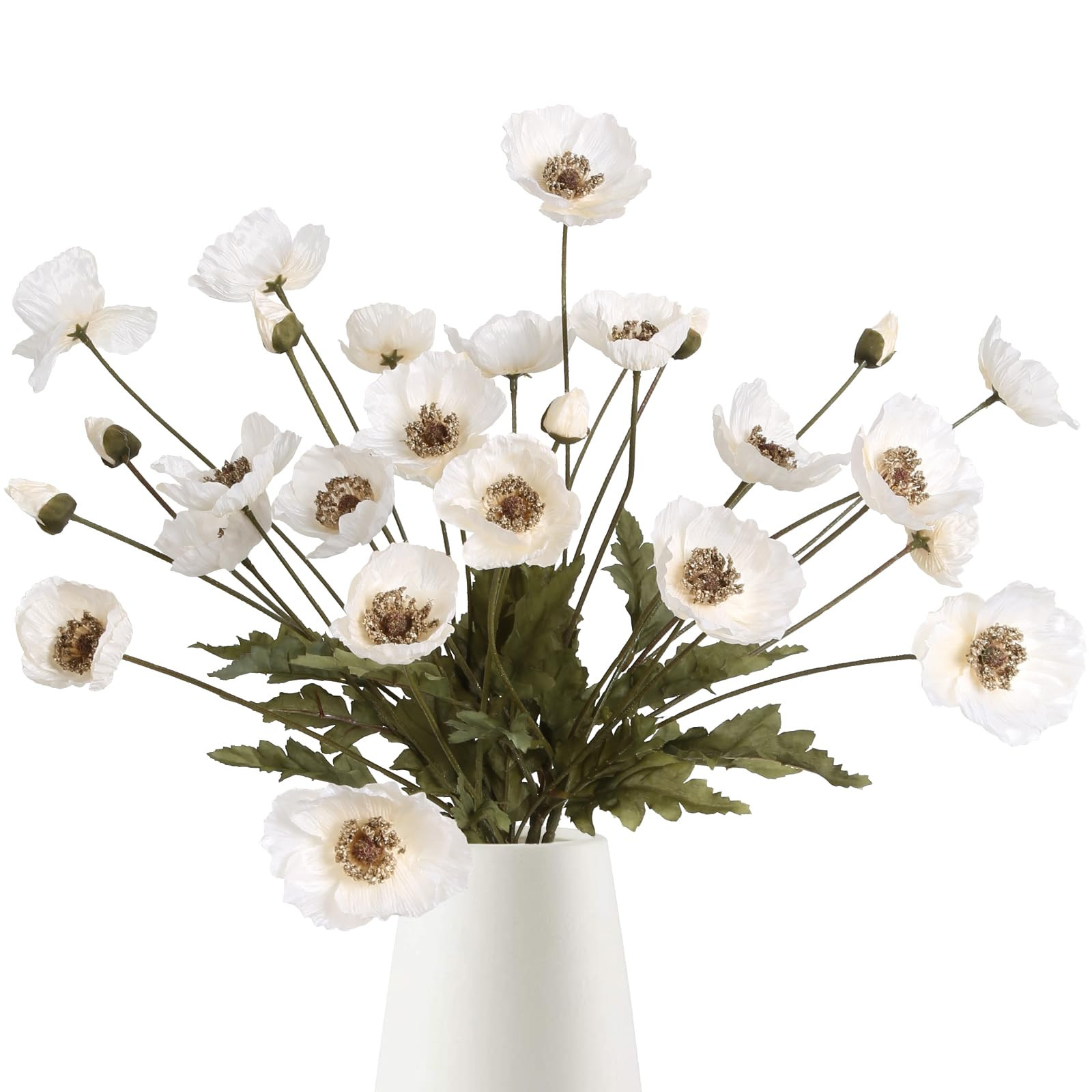IPOPU White Artificial Poppy Flowers 6pcs Poppies White Artificial Flowers with Stems Silk Flower... | Amazon (US)