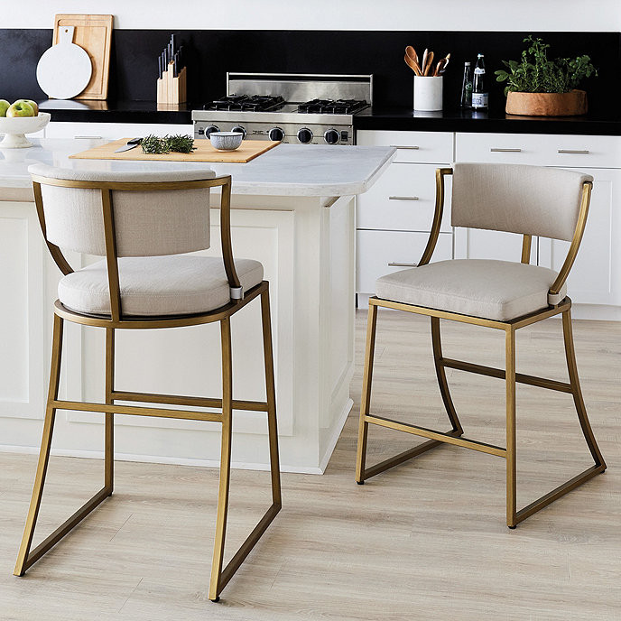 Allister Upholstered Metal Counter Stool with Back | Ballard Designs, Inc.